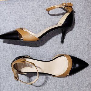 Nine West Black Tan Leather Heel 3" Size 6M